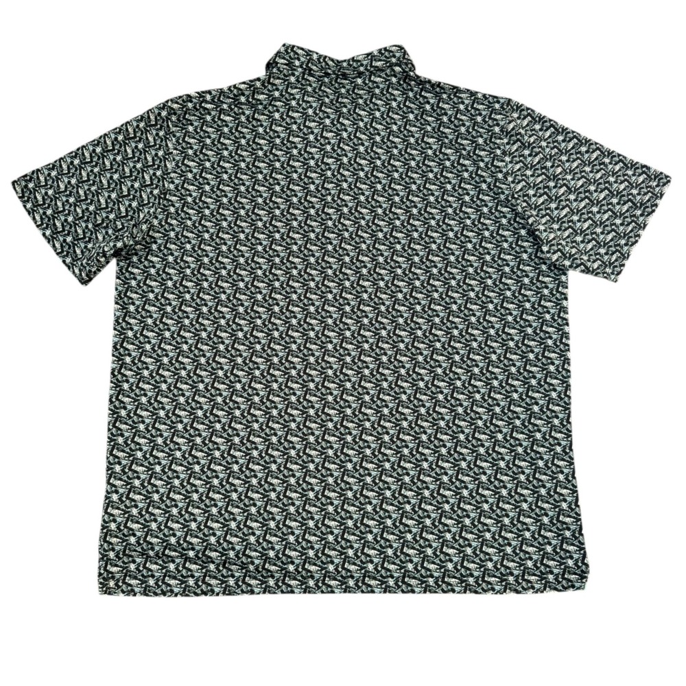 Maelreg 3XL Geometric Abstract Teal Black Men's Performance Golf Polo Shirt - Picture 2 of 8